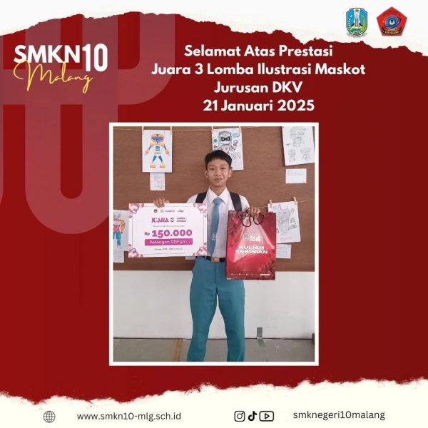 Selamat atas prestasi yang diraih Juara 3 Lomba Ilustrasi Maskot di Musium HAM Munir Kota Batu